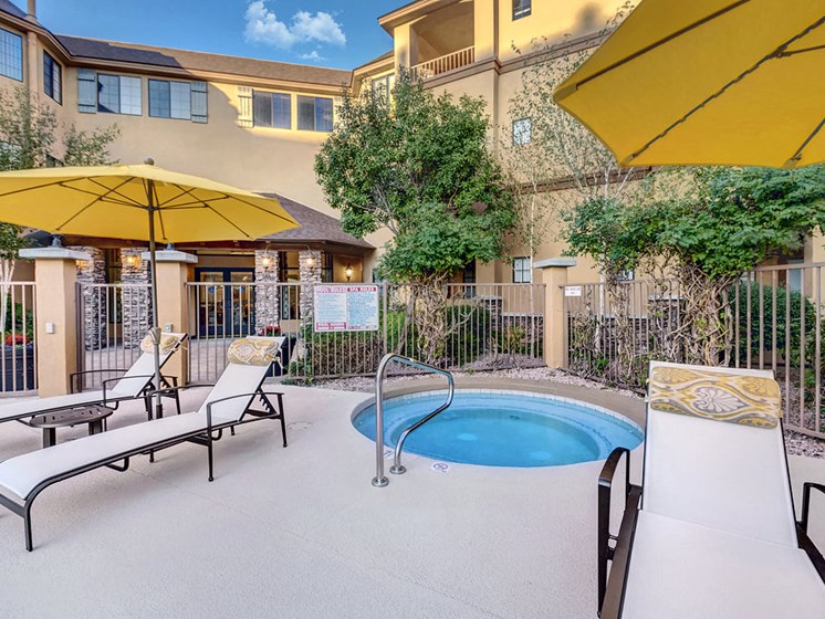 Spa & Pool Patio at Prescott Lakes Apartments in Prescott, AZ